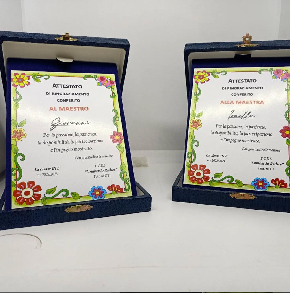 TARGA CON ASTUCCIO IN LEGNO