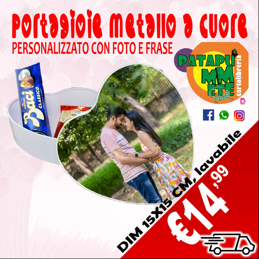 PORTAGIOIE IN METALLO A CUORE CON TAPPO PERSONALIZZATO