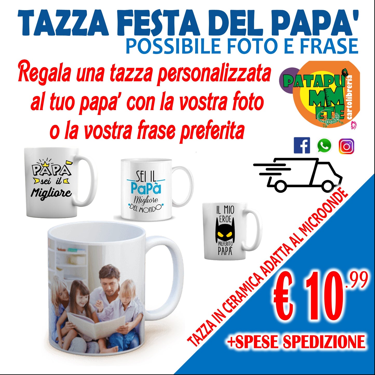 TAZZA COLAZIONE CON FOTO E FRASE