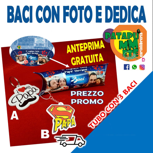 TUBO BACI PERSONALIZZATO CON FORO E DEDICA